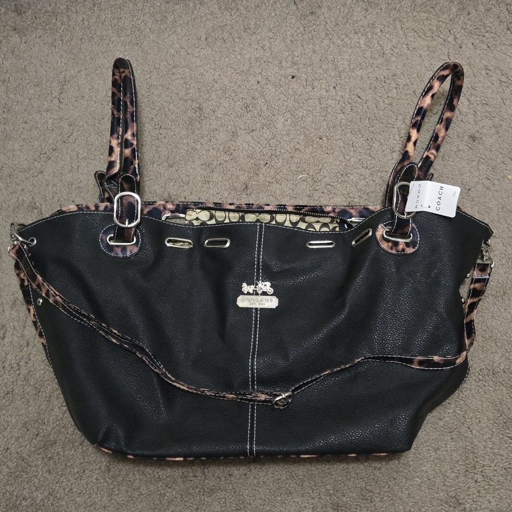 Black and Leopard Print Women's Bag
